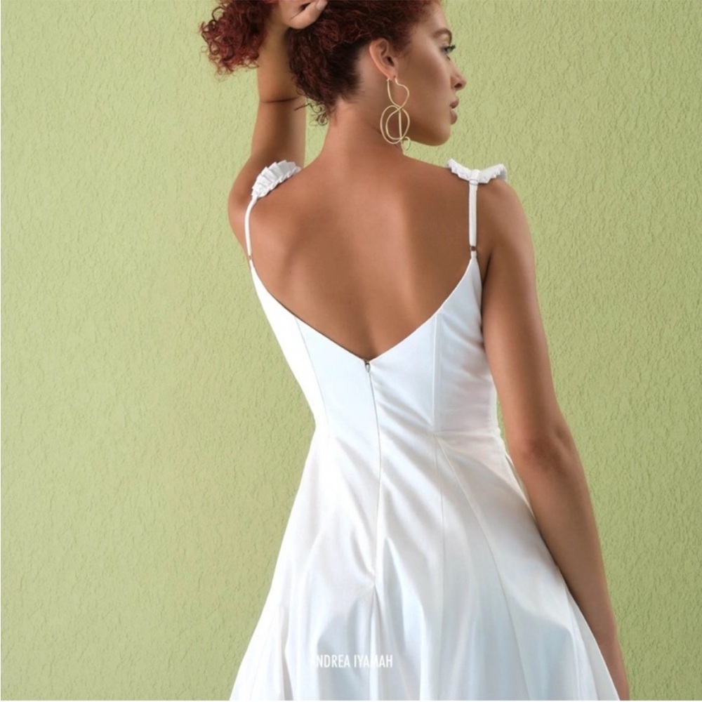 NWT Andrea Iyamah Vola White Maxi Dress - Picture 8 of 13